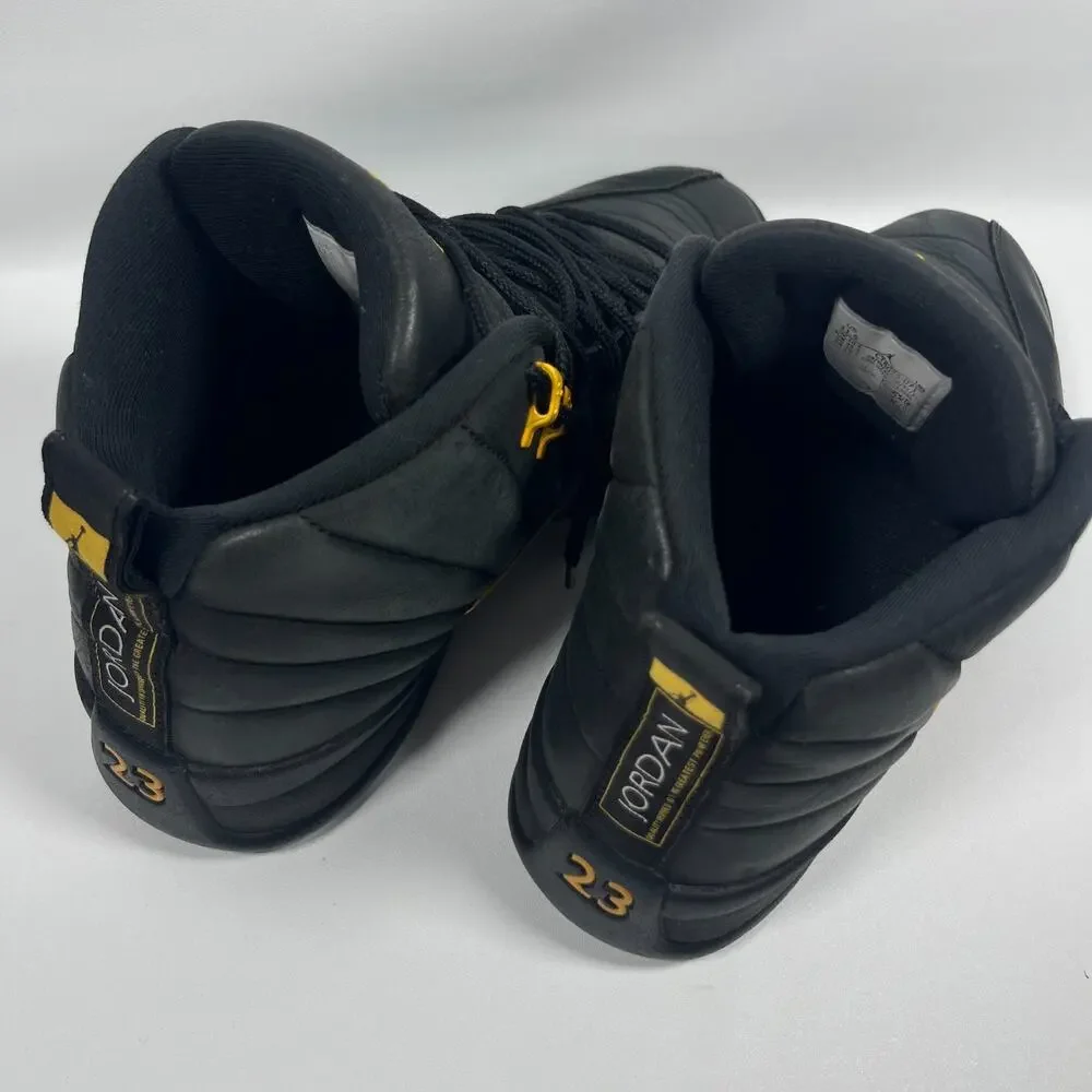 NIKE Air Jordan 12 Sneakers Mens 11.5 Retro Black Taxi Leather CT8013-071 Black